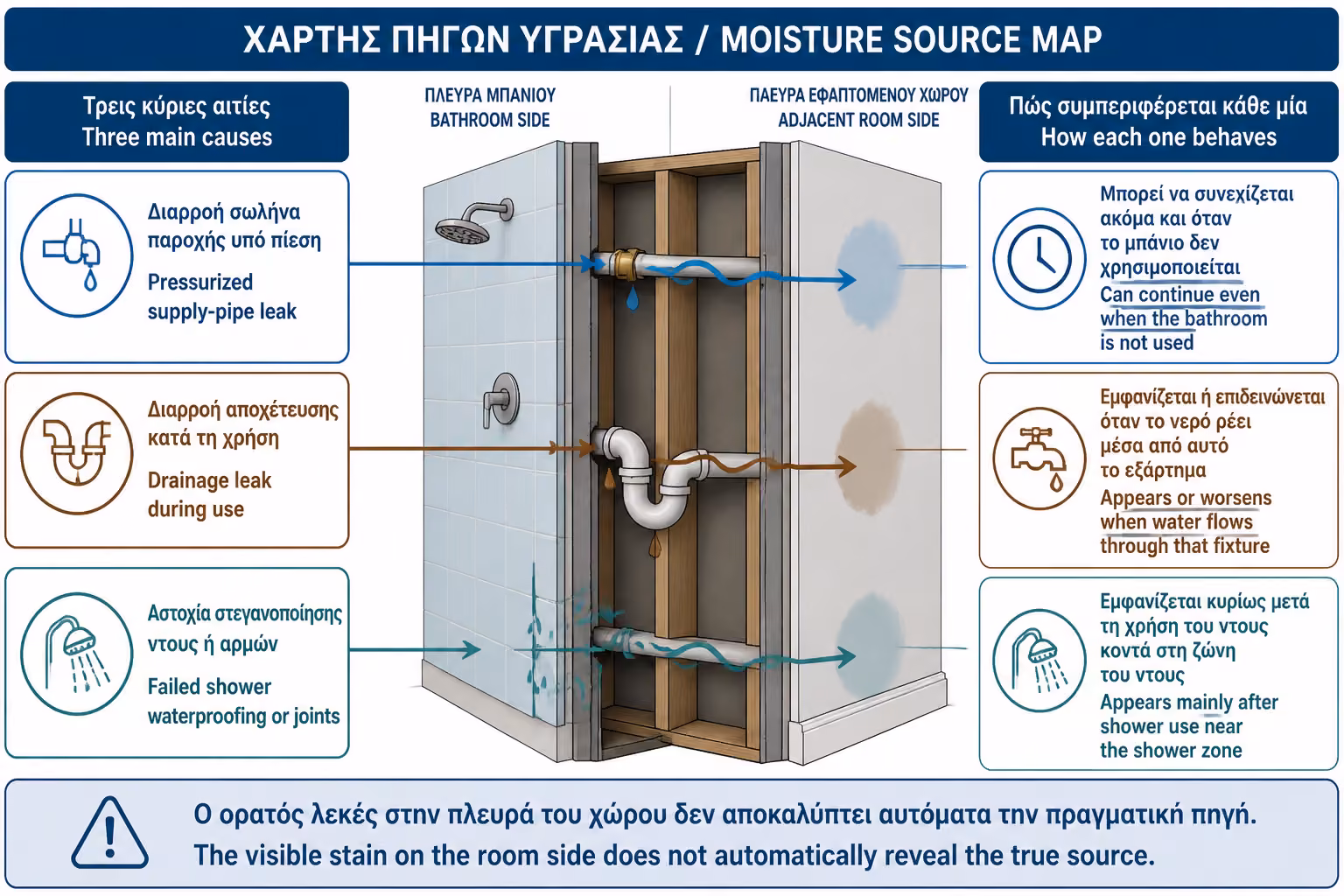 Εικονογράφηση για 2. Τα βασικά σενάρια: από πού μπορεί να έρχεται η υγρασία