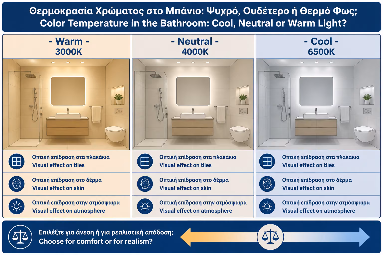 Εικονογράφηση για 2. Οι βασικές κατηγορίες: ζεστό, ουδέτερο και ψυχρό φως