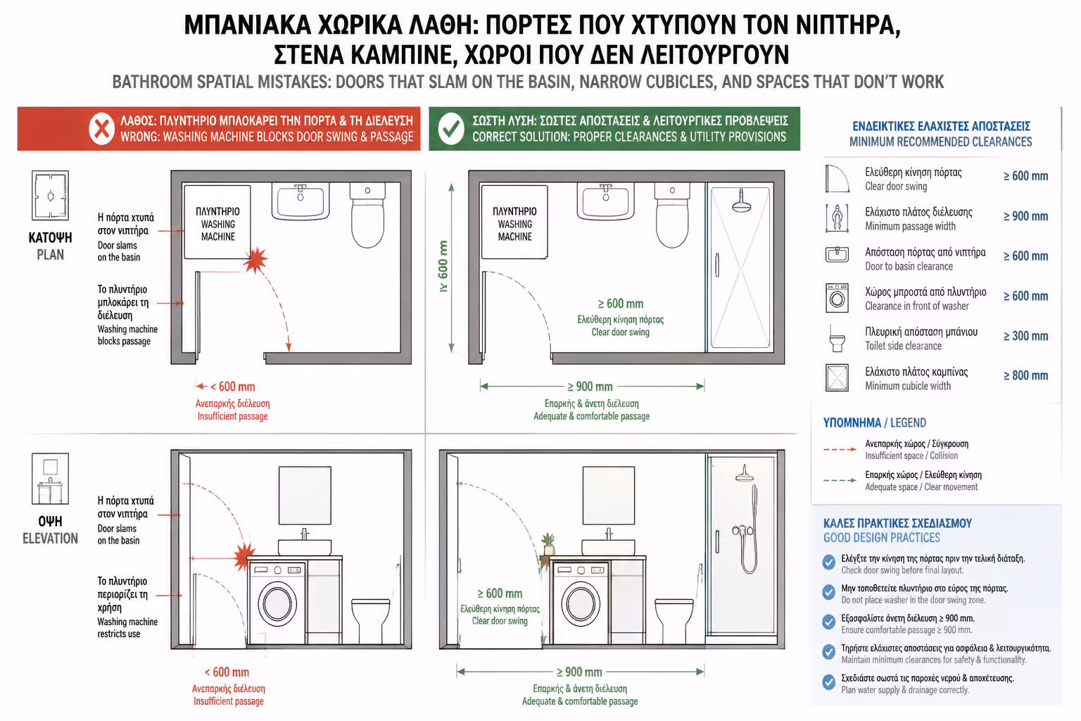 Εικονογράφηση για πλυντήριο που εμποδίζει την κυκλοφορία στο μπάνιο
