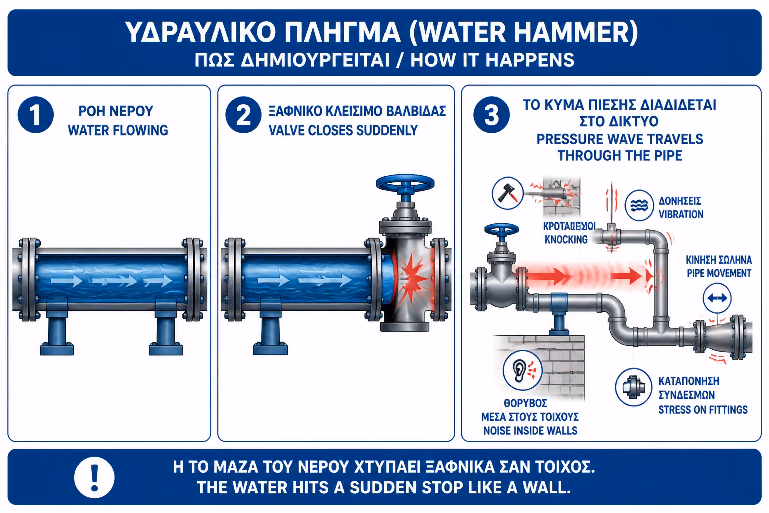 Εικονογράφηση για 1. Τι Είναι το Υδραυλικό Πλήγμα