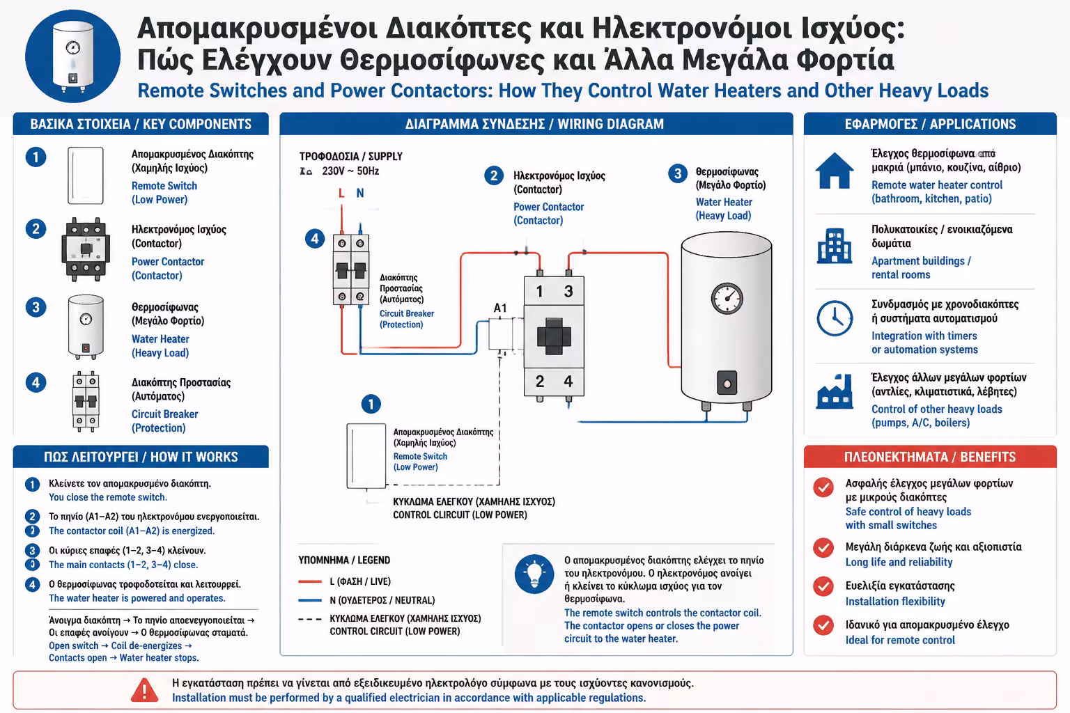 Έλεγχος θερμοσίφωνα μέσω contactor
