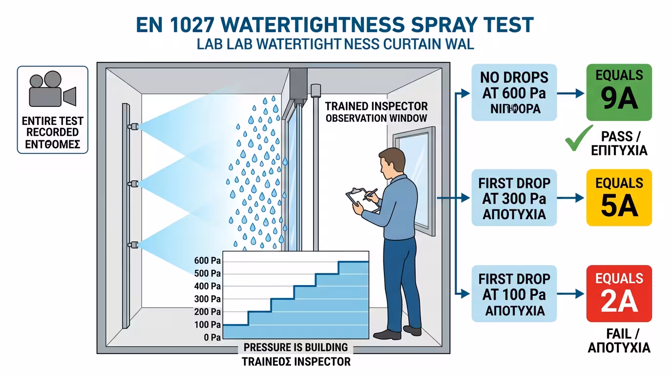 Ψεκασμός νερού στον θάλαμο - δοκιμή υδατοστεγανότητας