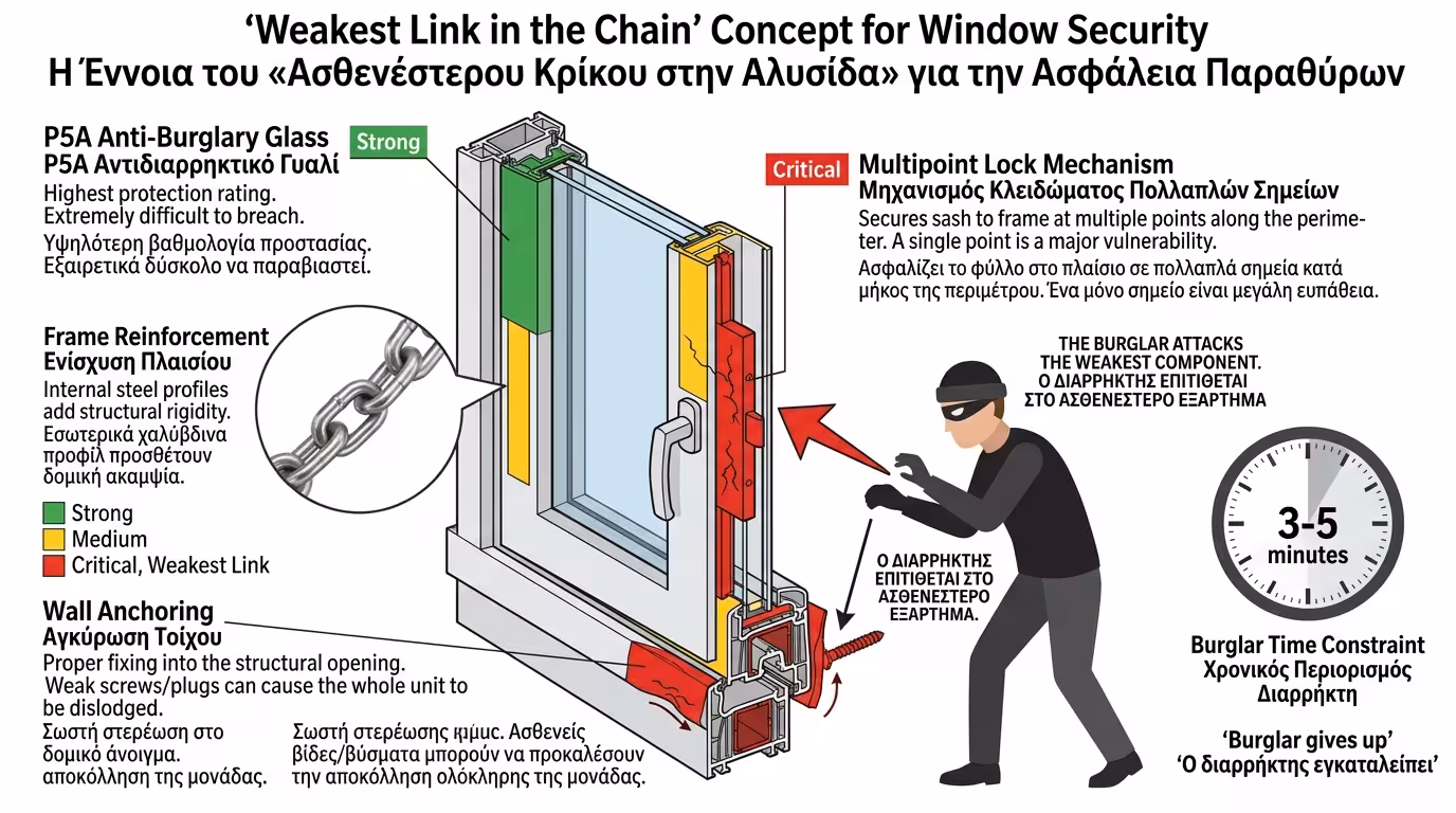 Ο αδύναμος κρίκος - αντιδιαρρηκτικό τζάμι χωρίς πιστοποιημένο κούφωμα