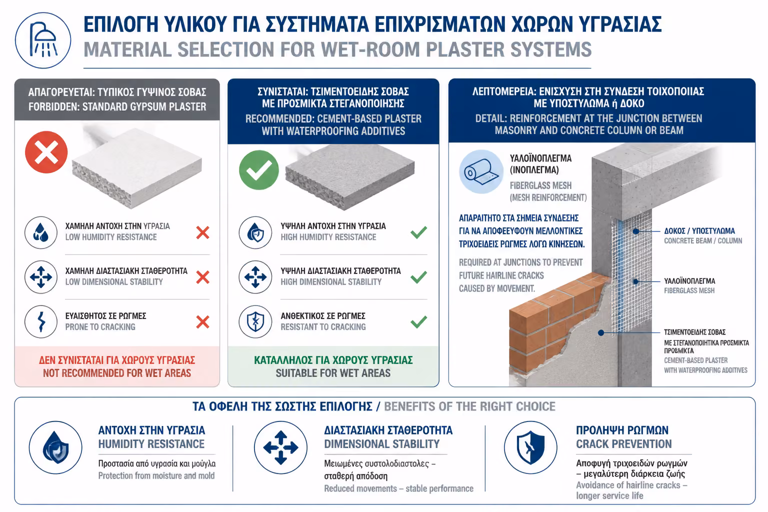 Εικονογράφηση για 3. Επιλογή Υλικών: Ο Σοβάς των Υγρών Χώρων