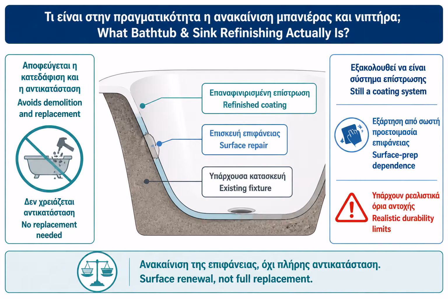 Εικονογράφηση για 1. Τι είναι η επισμάλτωση μπανιέρας και νιπτήρα