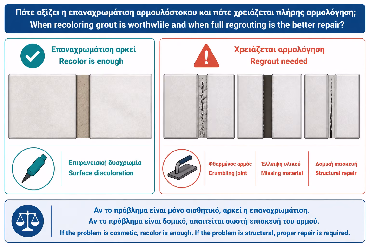 Εικονογράφηση για 3. Πότε αξίζει να βάψετε τους αρμούς