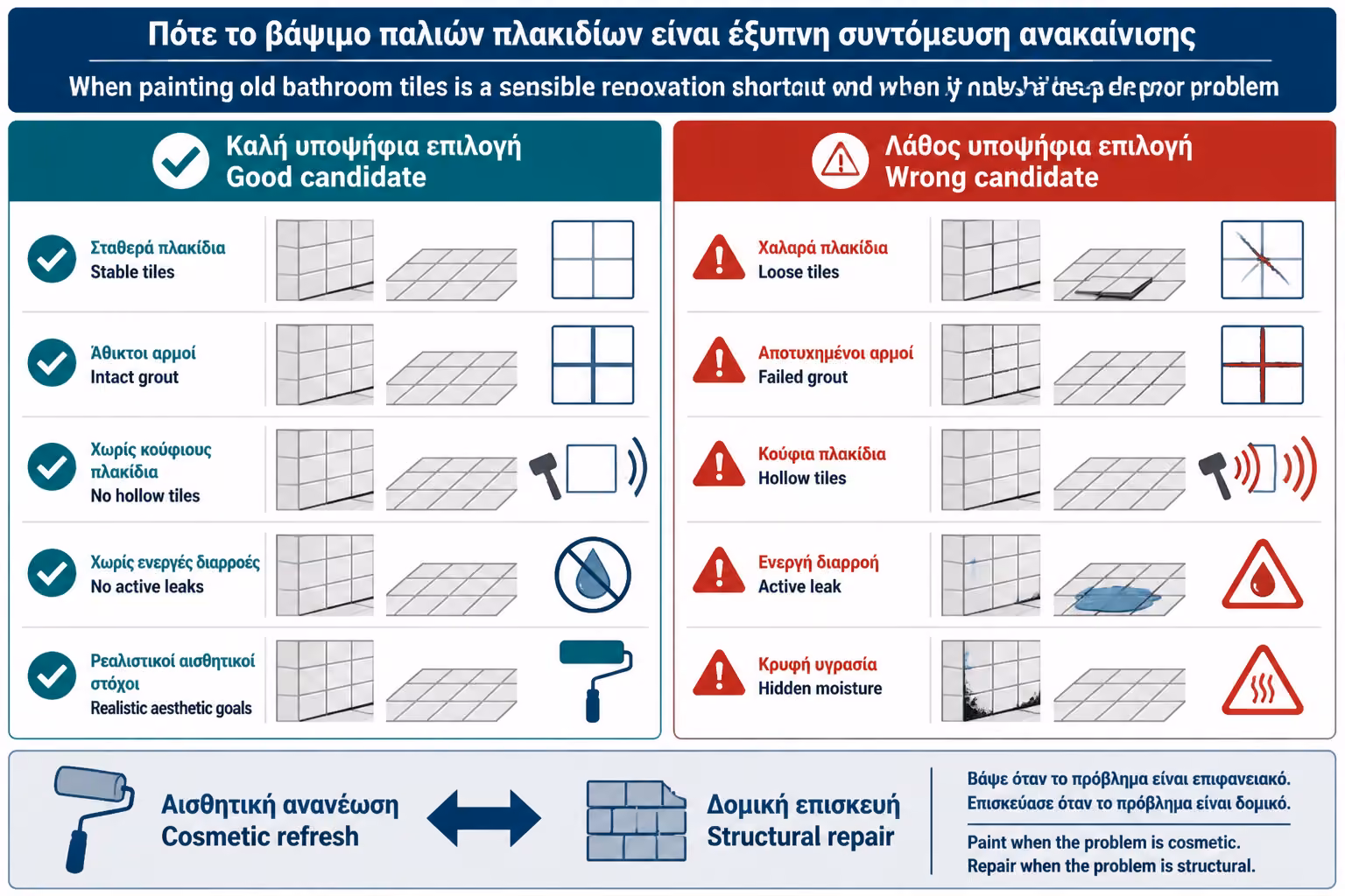 Εικονογράφηση για 1. Πότε αξίζει να βάψετε παλιά πλακάκια