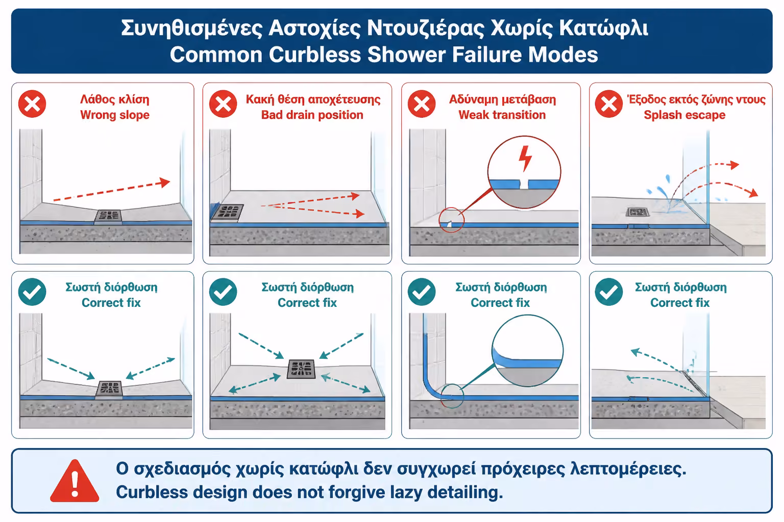 Εικονογράφηση για 6. Γιατί η χτιστή ντουζιέρα δεν συγχωρεί λάθη