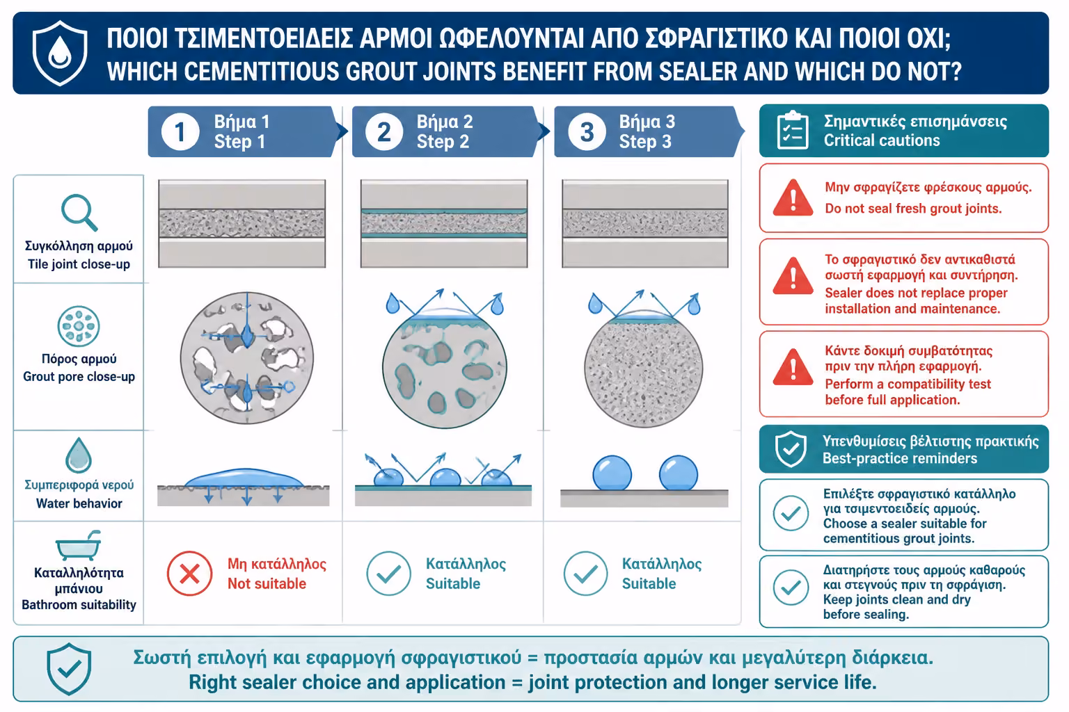 Εικονογράφηση για 3. Ποιοι αρμοί πρέπει να σφραγίζονται