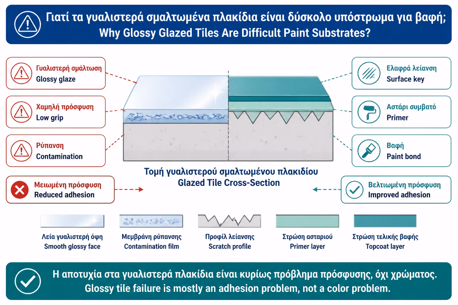 Εικονογράφηση για 1. Γιατί το γυαλιστερό πλακάκι είναι τόσο δύσκολο να βαφτεί