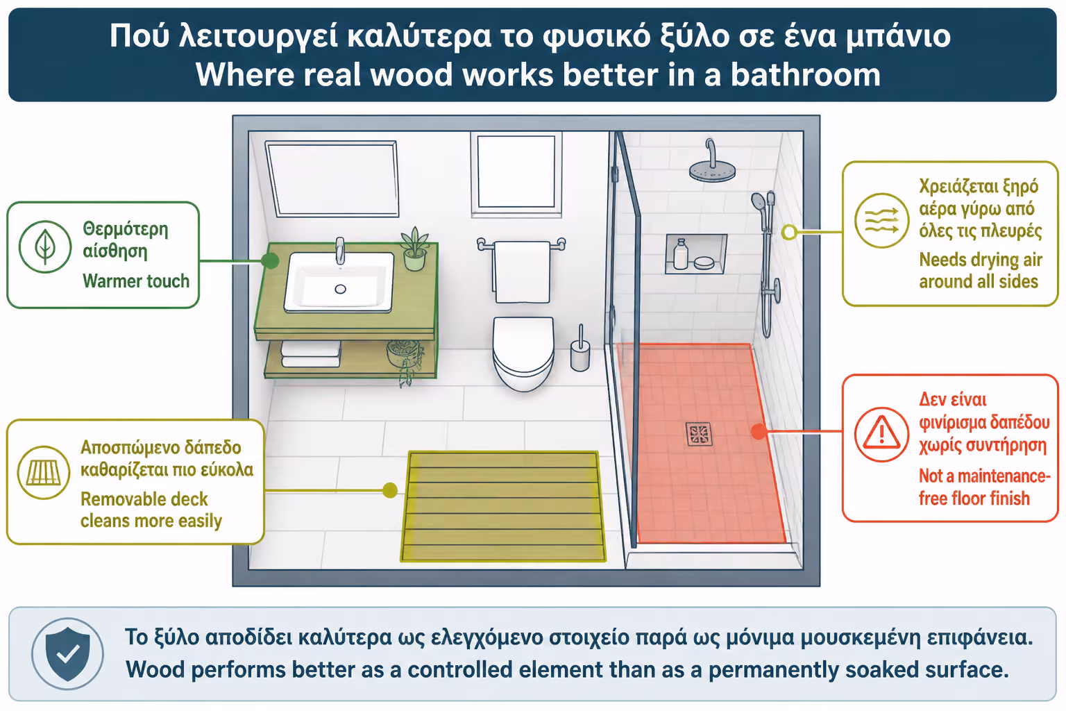 Εικονογράφηση για 5. Ξύλινο decking στο μπάνιο