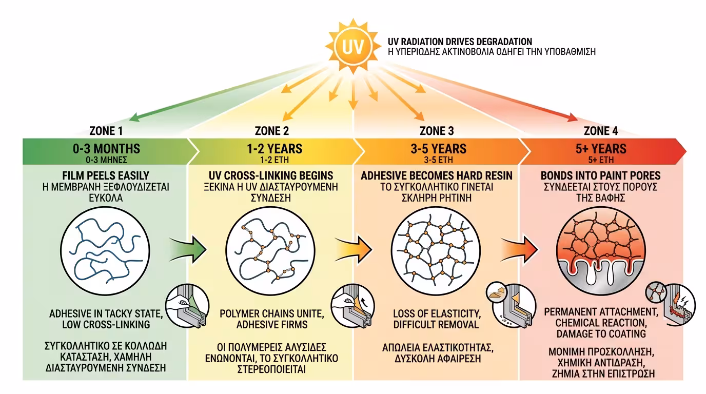 Ξεραμένη ζελατίνα πάνω σε αλουμίνιο - πολυμερισμένη κόλλα