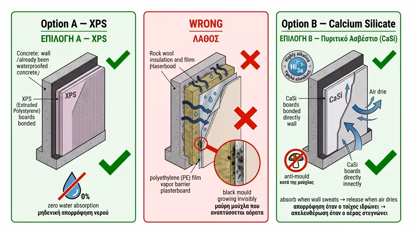 XPS κολλημένο ή πλάκες πυριτικού ασβεστίου - σωστή εσωτερική μόνωση