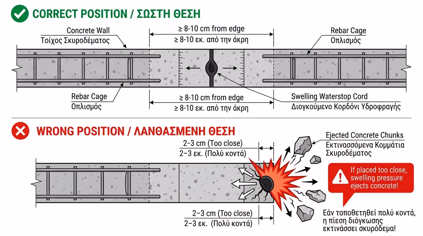 Κανόνας τοποθέτησης - τουλάχιστον 8-10 εκ. από την άκρη
