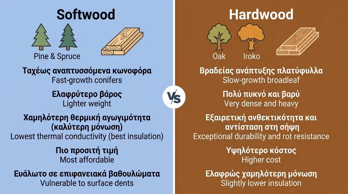 Μαλακή vs σκληρή ξυλεία - βασικός διαχωρισμός