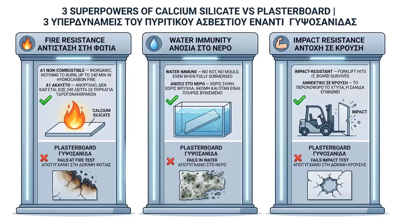 Πυριτικό ασβέστιο: A1, ανοσία στο νερό, μηχανική σκληρότητα