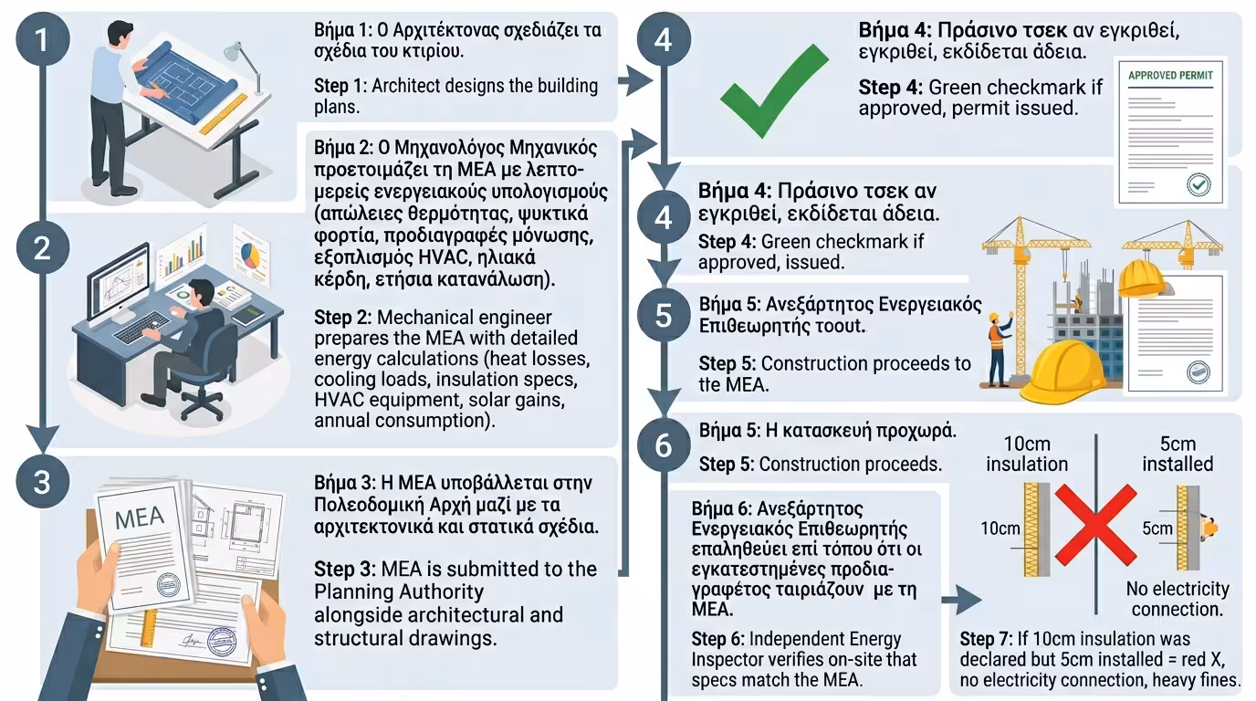 Υποχρεώσεις ΚΕΝΑΚ - ηλιακός θερμοσίφωνας, COP Αντλίας, αντιστάθμιση, θερμογέφυρες