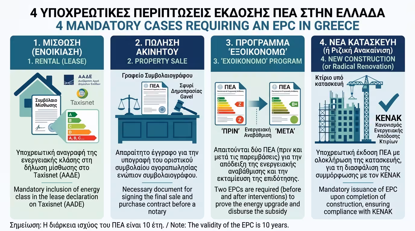 Υποχρεωτικό ΠΕΑ – ενοικίαση, πώληση, Εξοικονομώ, συμβολαιογράφος